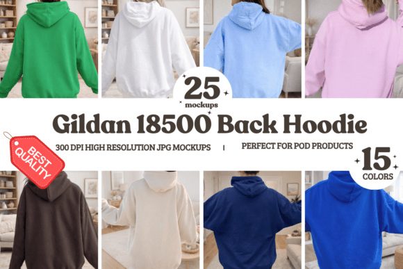 Download Gildan 18500 Back Hoodie Mockup Bundle - Premium Resources