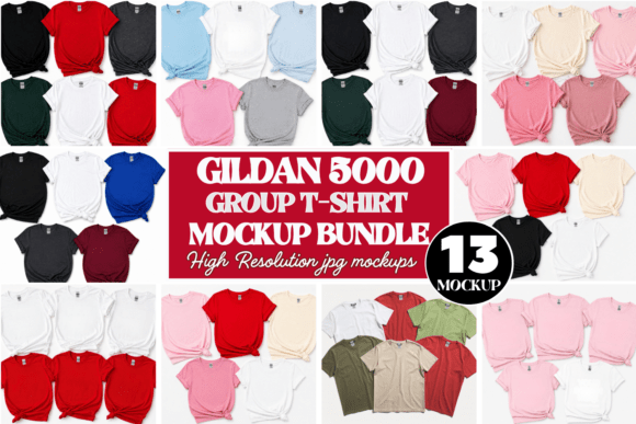 Download Gildan 5000 Group T-Shirt Mockup Bundle - Premium Resources